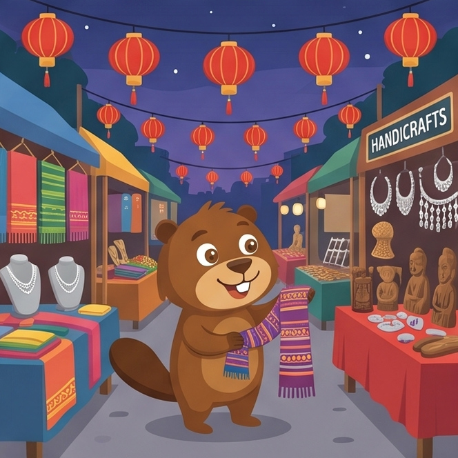 Hopkins at a Lao night market