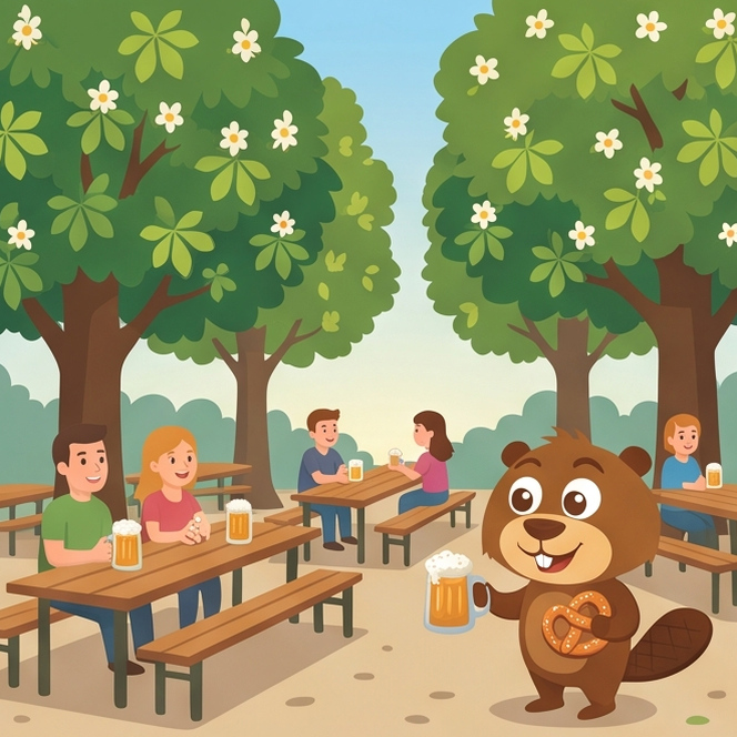 Hopkins in a Bavarian beer garden