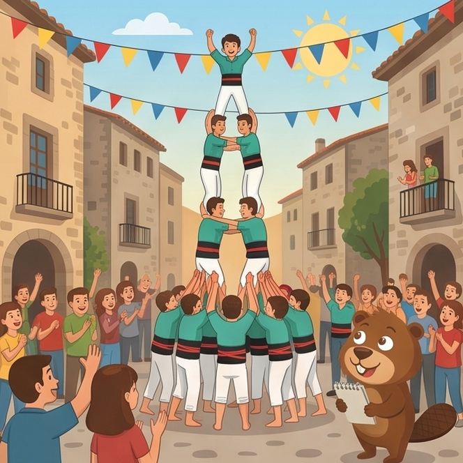 Hopkins watching castells human towers