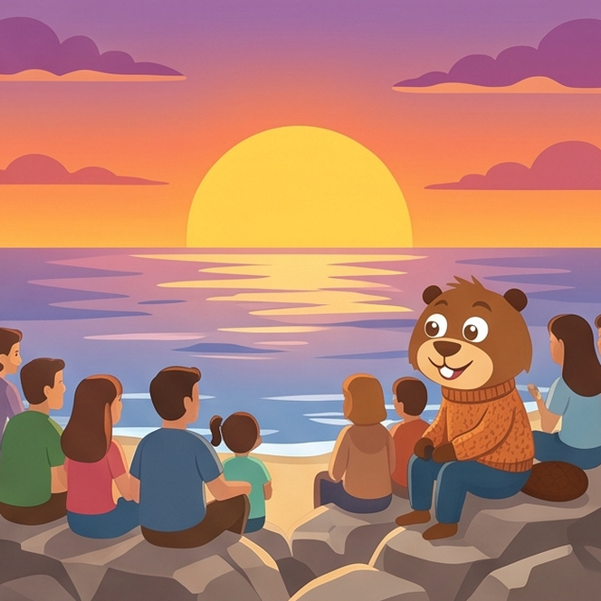 Hopkins watching the sunset from the rocks in Ibiza