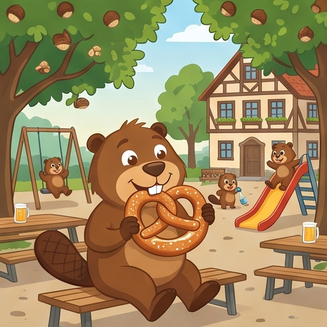 Hopkins at a Munich beer garden playground