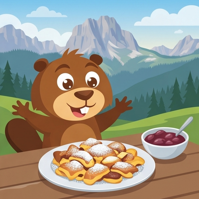 Hopkins enjoying Kaiserschmarrn in Tyrol